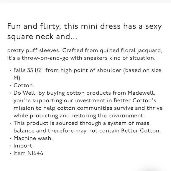 Madewell Quilted Puff-Sleeve Mini Dress in Fig Multi Jaq XXS - Picture 7 of 7